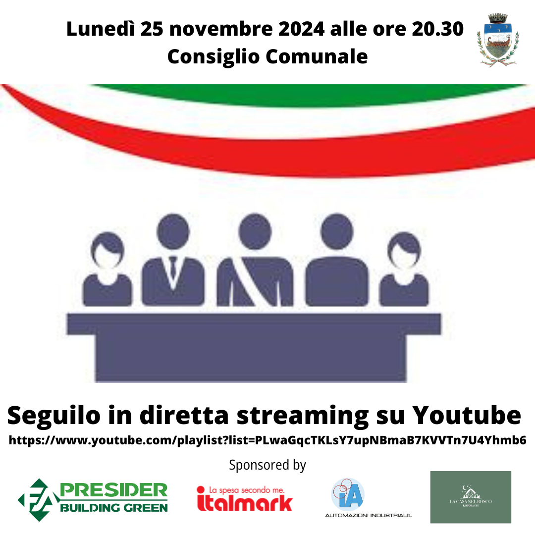 25 novembre ore 20.30 Consiglio Comunale 