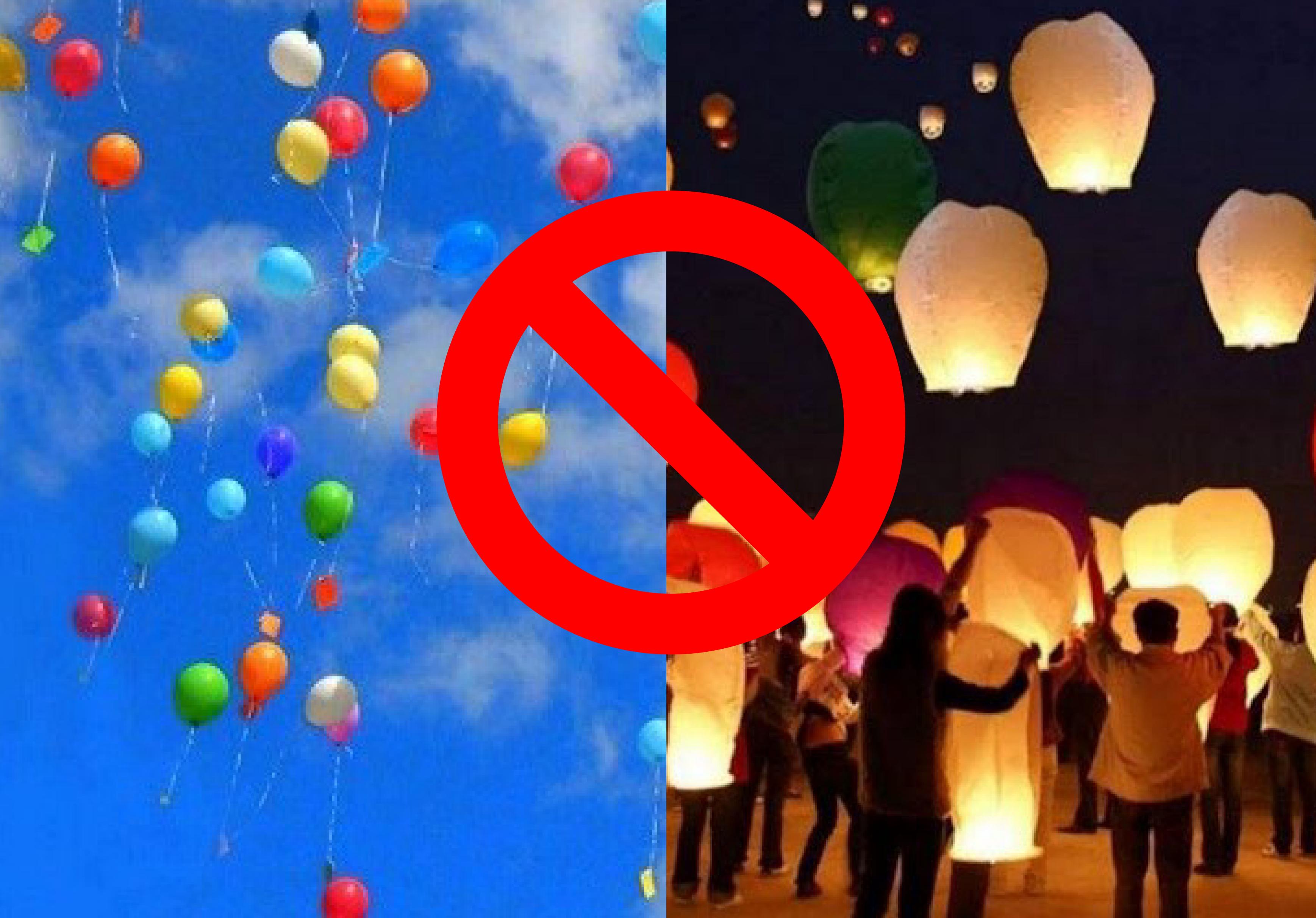 Divieto di rilascio volontario di palloncini, anche se biodegradabili, nastri colorati, lanterne cinesi, coriandoli di plastica o di altri dispositivi aerostatici idonei a disperdersi senza controllo nell'ambiente